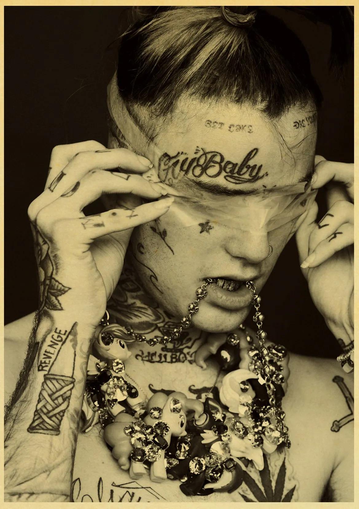 Хип-хоп рэпер Lil Peep плакат наклейки на стену Винтаж постер печатает Высокое качество для гостиной домашний декор - Цвет: D136