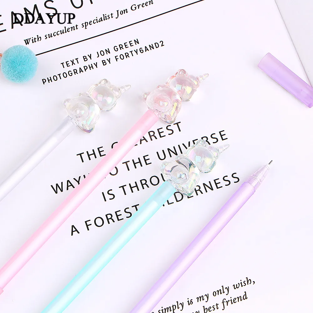 

2Pcs/lot Crystal-Headed Unicorn Cartoon Gel Pen Signature Pen Escolar Papelaria School Office Supply Promotional Gift