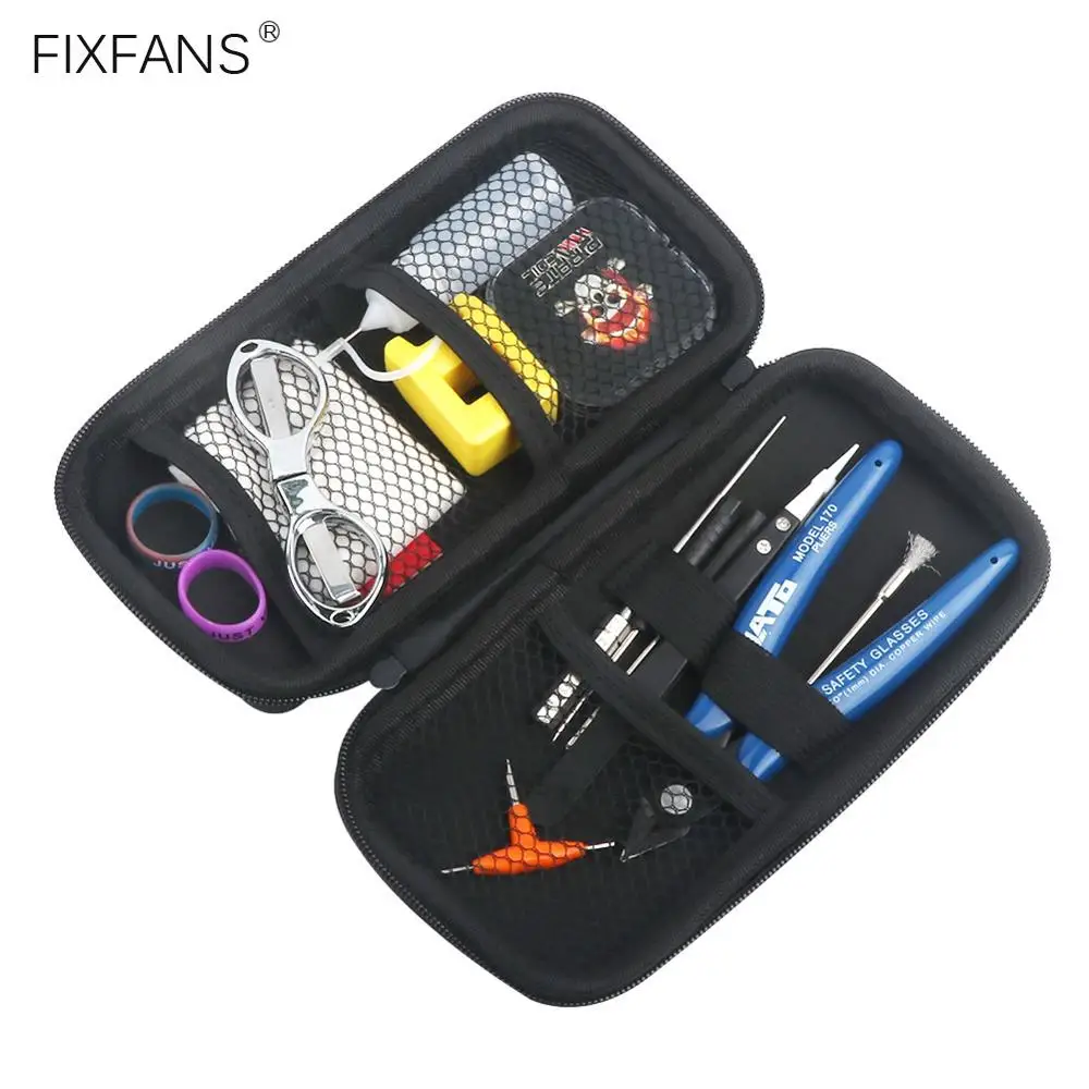 

Vape DIY Tool Kit Bag Tweezers Pliers Wire Coil Jig Winding Organic Cotton Screwdriver Set for Electronic Cigarette Accessories