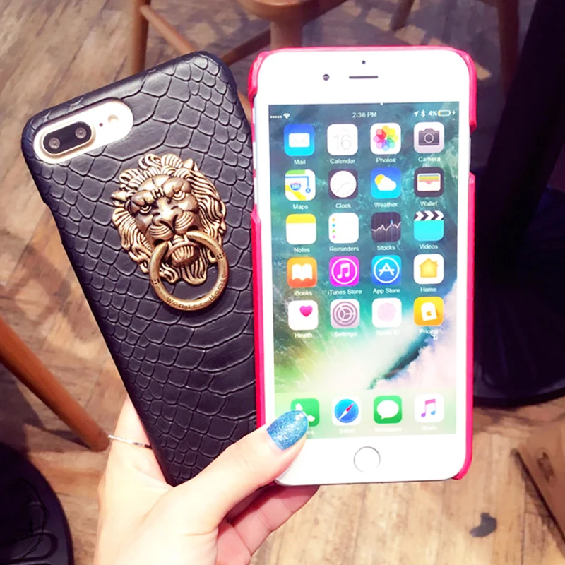 Модные чехлы с головой льва для iPhone 6, 6 S, 7, 8 Plus, змеиная кожа для iPhone 11 Pro, X, XR, XS MAX, держатель для пальцев, задняя крышка, Жесткий Чехол из поликарбоната