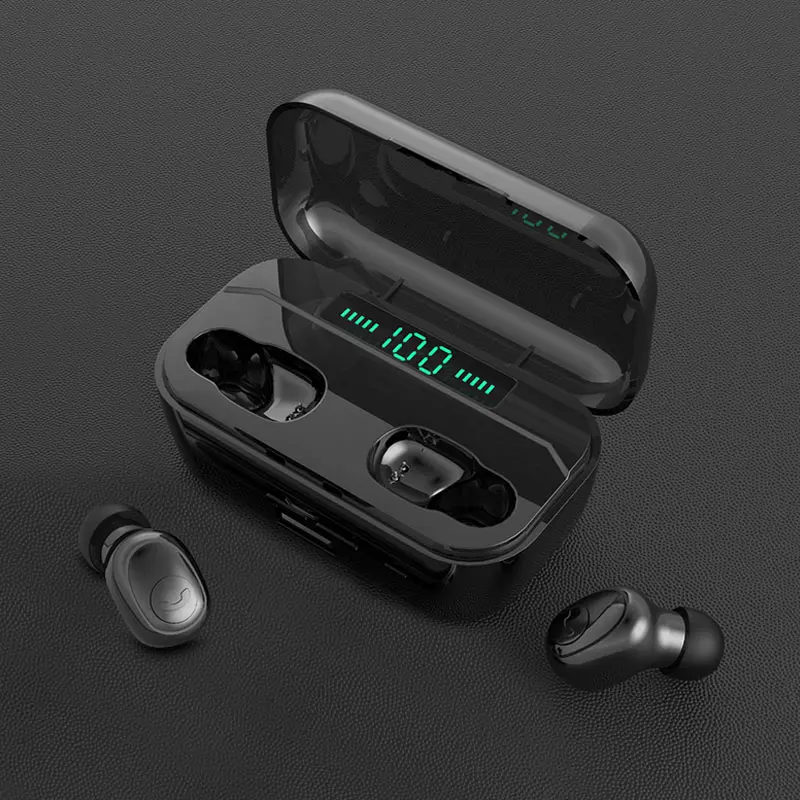 Black Спортивные Беспроводные наушники TWS Bluetooth 5,0, гарнитура, наушники 3500 мА/ч, зарядный держатель для samsung a50 s8 iPhone 7 Plus Umidigi mi9 - Цвет: Black