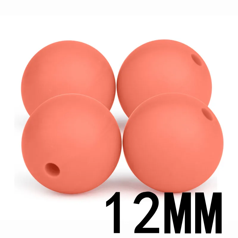 61 Salmon Orange 12 мм, 100 шт, силиконовые круглые бусины-прорезыватели, Bpa бесплатно, уход за зубами, ювелирные изделия, браслет, аксессуары, сделай сам, Силиконовые Детские Прорезыватели, ожерелье - Цвет: 61 Salmon Orange