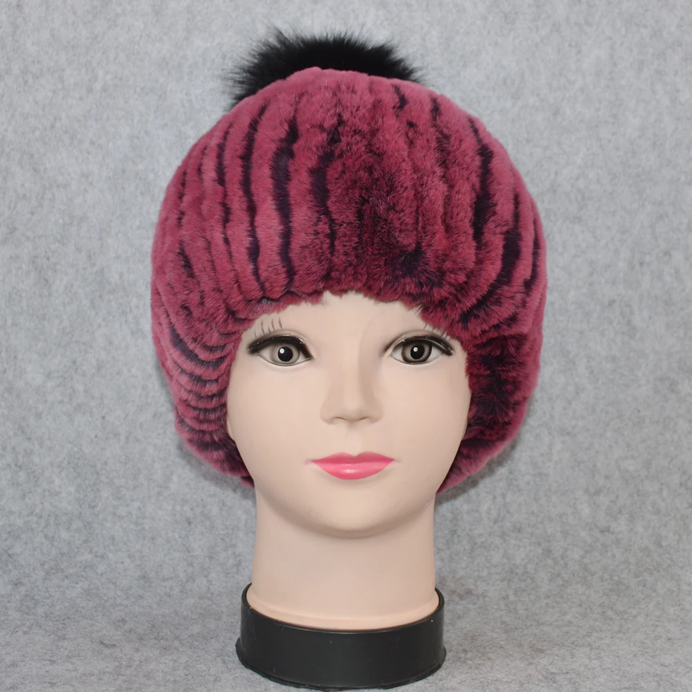 2020 Настоящий мех кролика шапка женская зимняя теплая Повседневная обувь ручной