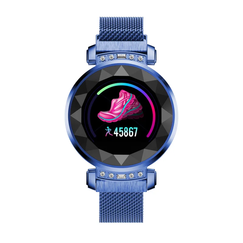 EXRIZU BM88 девушка Женщины Леди Женская модные часы Smart Watch Магнитный Нержавеющая сталь ремешок сердечного ритма крови Давление спортивный ремешок - Цвет: Синий