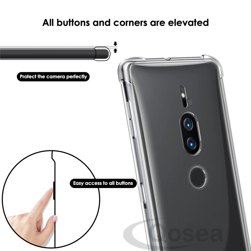 Qosea For Sony Xperia XZ1 Premium Case Transparent Protecttive Ultra Clear Slim Silicone Soft TPU XZ2 Back Cover |