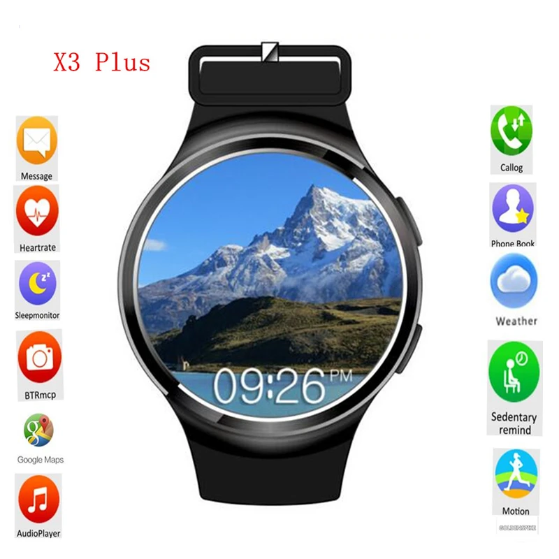 Smart Watch X3 плюс Android 5.1 с 1 ГБ/8 ГБ Buletooth 3G WI FI GPS сердечный ритм для Xiaomi Huawei Samsung pk kw88 lem5