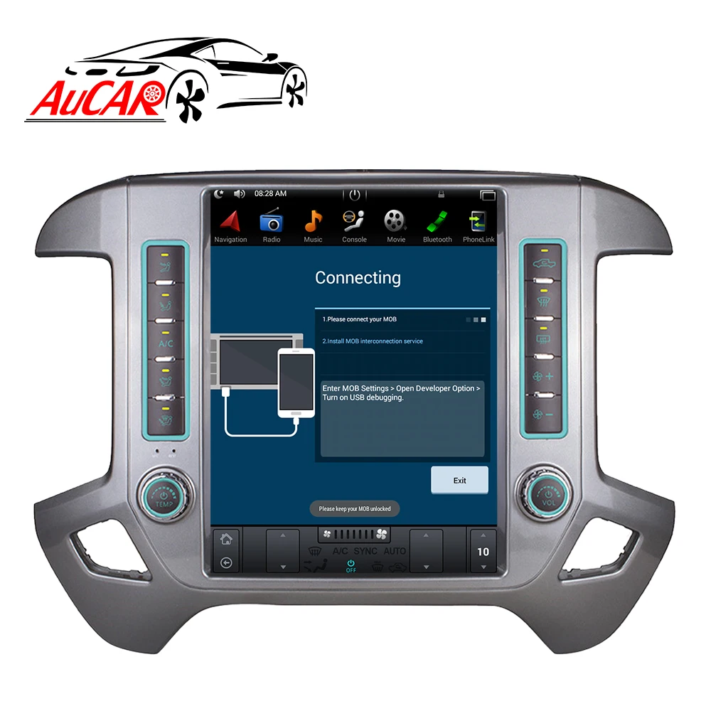 Автомагнитола AuCAR с вертикальным экраном для Chevrolet Silverado и GMC Sierra Tesla Style 12 1 дюймов