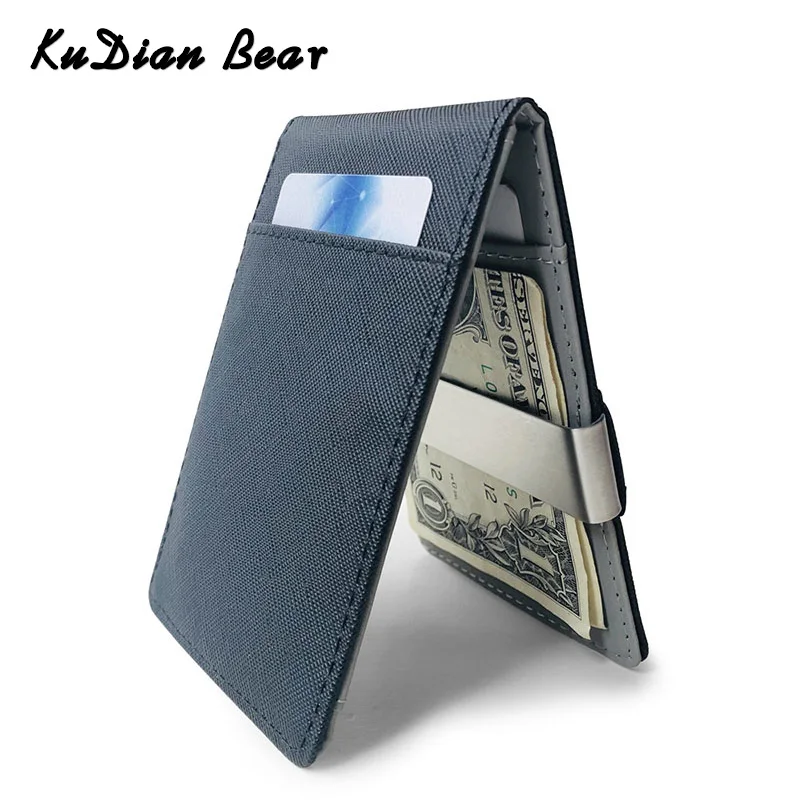 Мужской кошелек KUDIAN BEAR из искусственной кожи с зажимом для денег брендовый