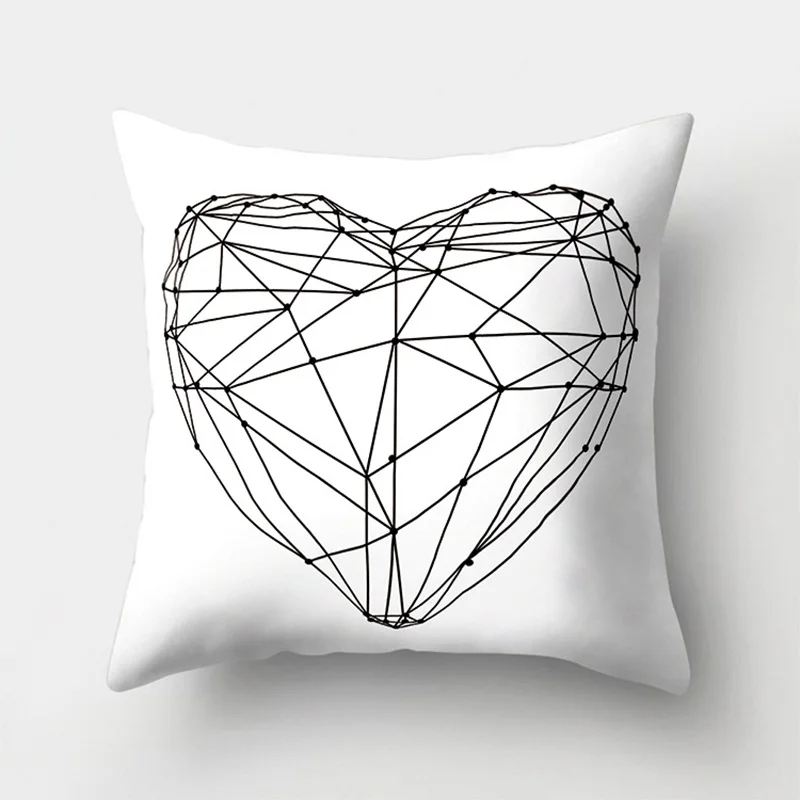 18'' Elife Artifical White and Black cushion cover Geometric throw Deer Wave pillow case sofa car Bedroom Home Decor 45*45CM | Дом и