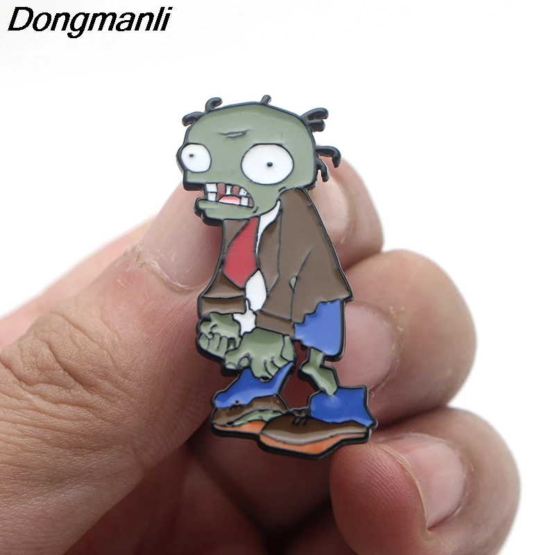 P3766 Dongmanli забавные растения зомби металлические эмалированные броши и булавки для отворота значок для рюкзака подарки воротник ювелирные изделия