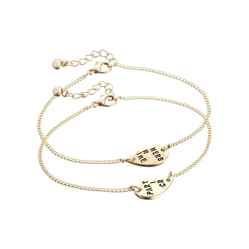 

New fashion letters half heart letter alloy bracelet personality generous carry accessories couple bracelet
