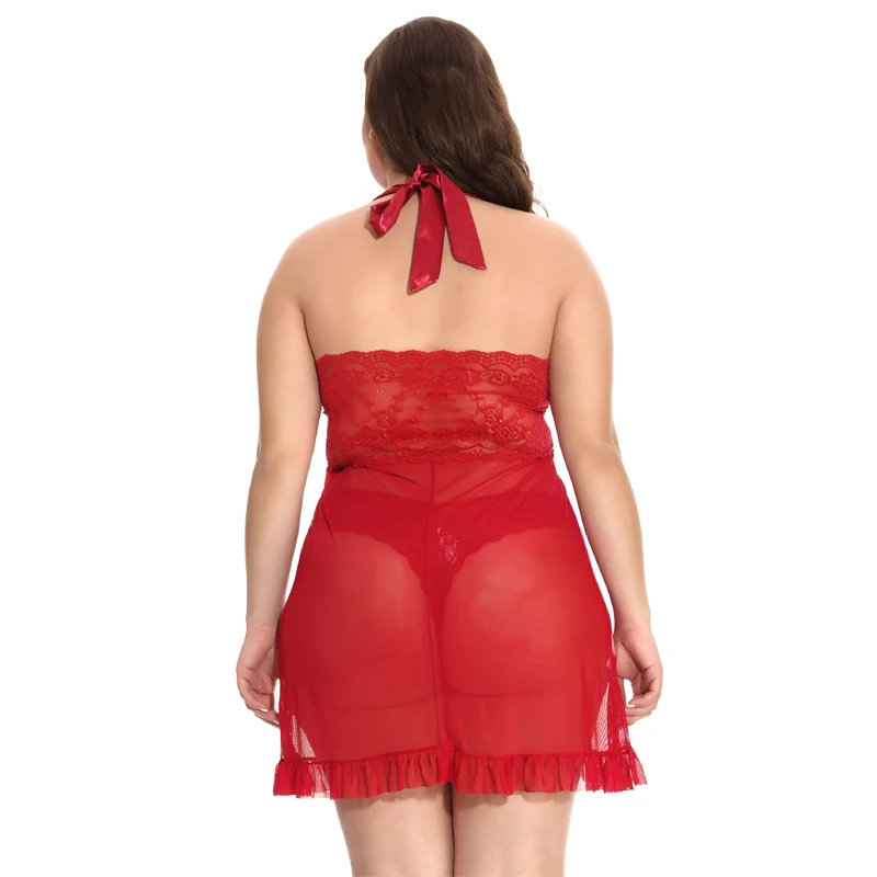 Ночная сорочка женская кружевная пикантное нижнее белье с лямкой на шее одежда