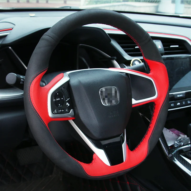 38 см для Honda Civic 10th 2016 2017 2018 чехол рулевого колеса автомобиля ручной работы DIY