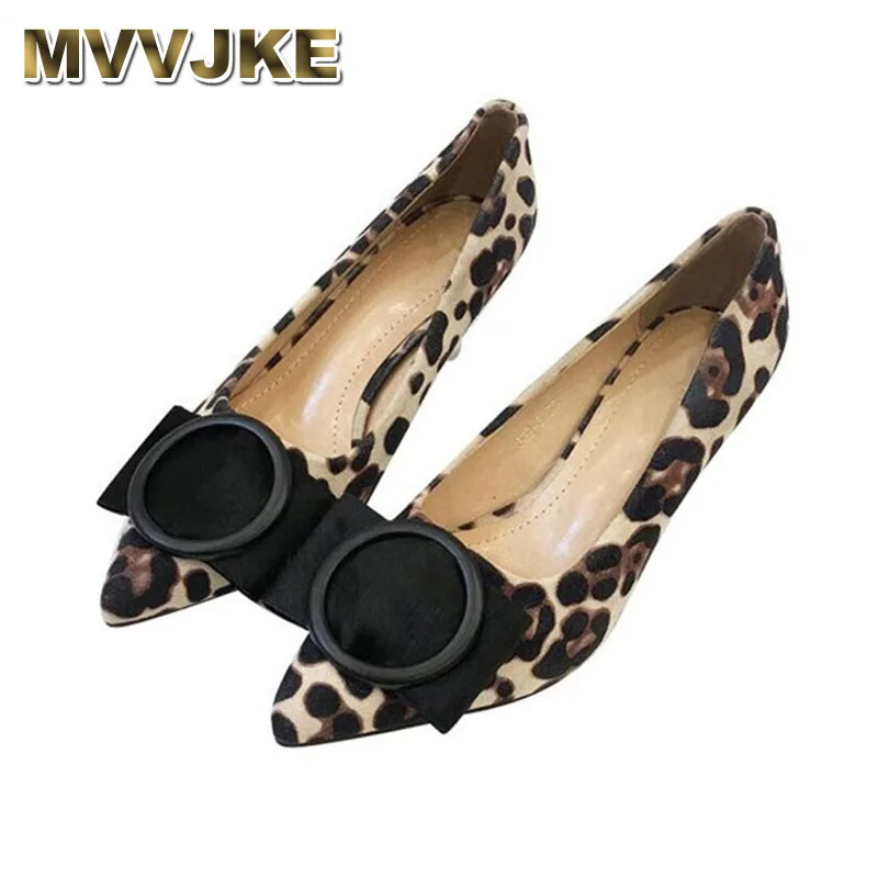 

MVVJKE Classics High Heels Leopard Shoes Woman Pumps Office Lady Pointed Toe
