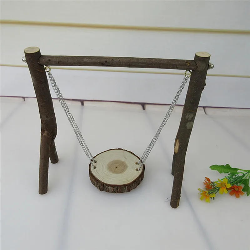 Мышь попугай птица Кошка Хомяк деревянные подвесные качели игрушки с