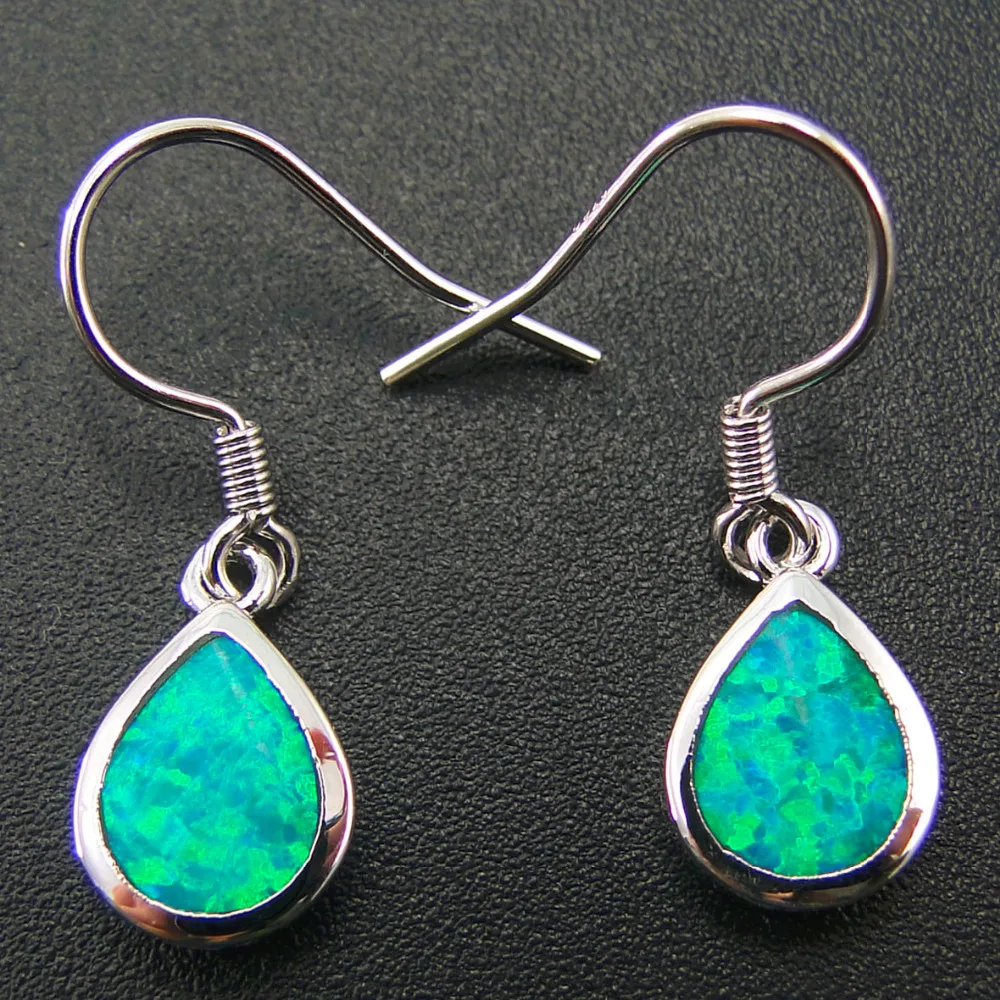 Женские серьги-подвески с голубым/розовым/белым/зеленым огненным опалом - купить