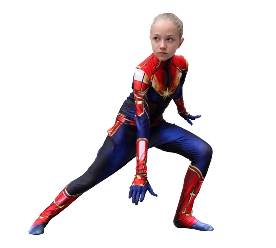 2019The Новые Девушки фильм Марвел Капитан Carol Danvers костюм ниндзя зентай Боди