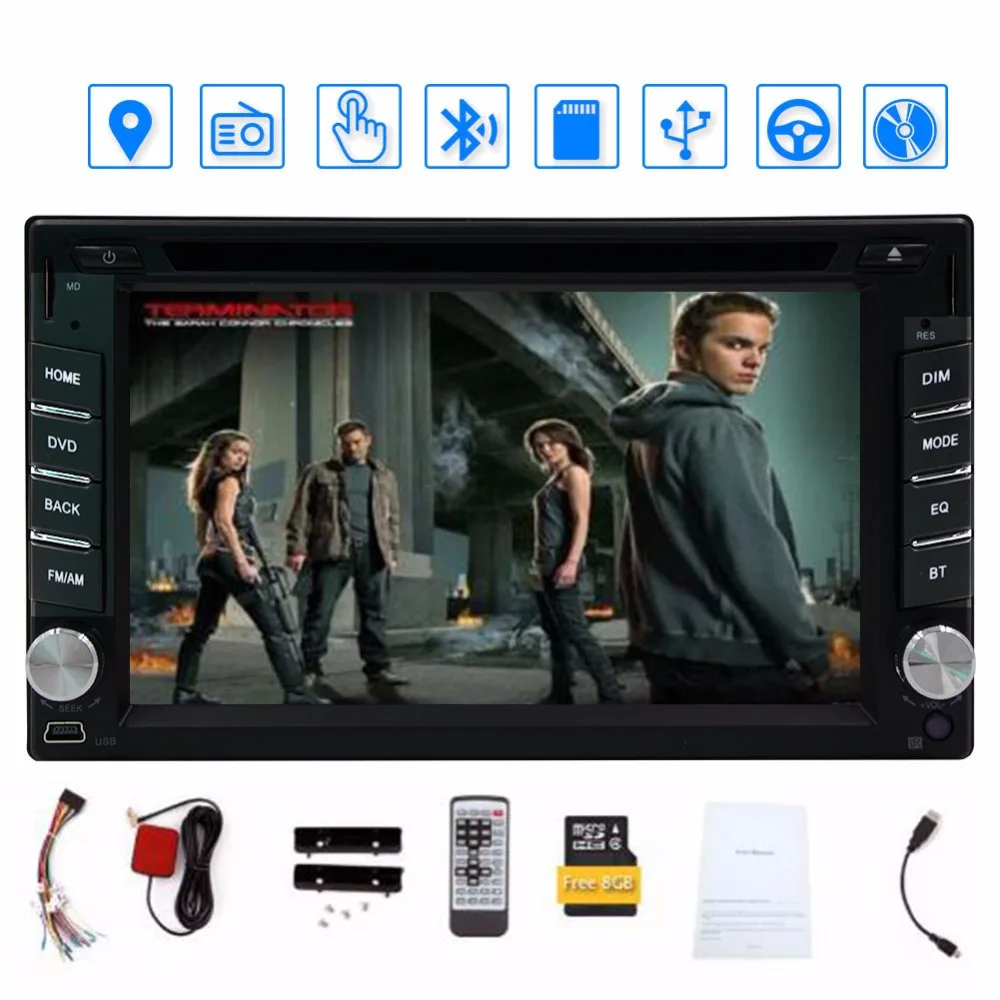 Бесплатная карта 8 ГБ + Eincar 6 2 ''двойной автомобильный dvd плейер din Стайлинг gps