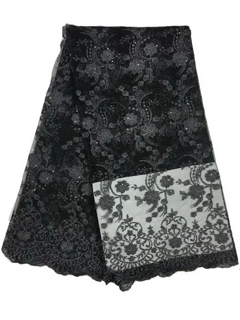 black(2yard) Африканская кружевная ткань 2 ярда/партия Epacket Высококачественная французская кружевная ткань в нигерийском стиле африканская кружевная ткань для вечернего платья - Цвет: black(2yard)