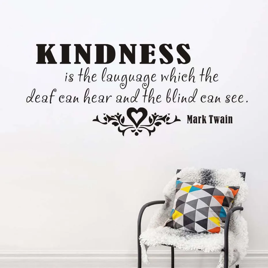 Kindness-это языковая поговорка настенная наклейка Вдохновляющие Слова Марк Твен