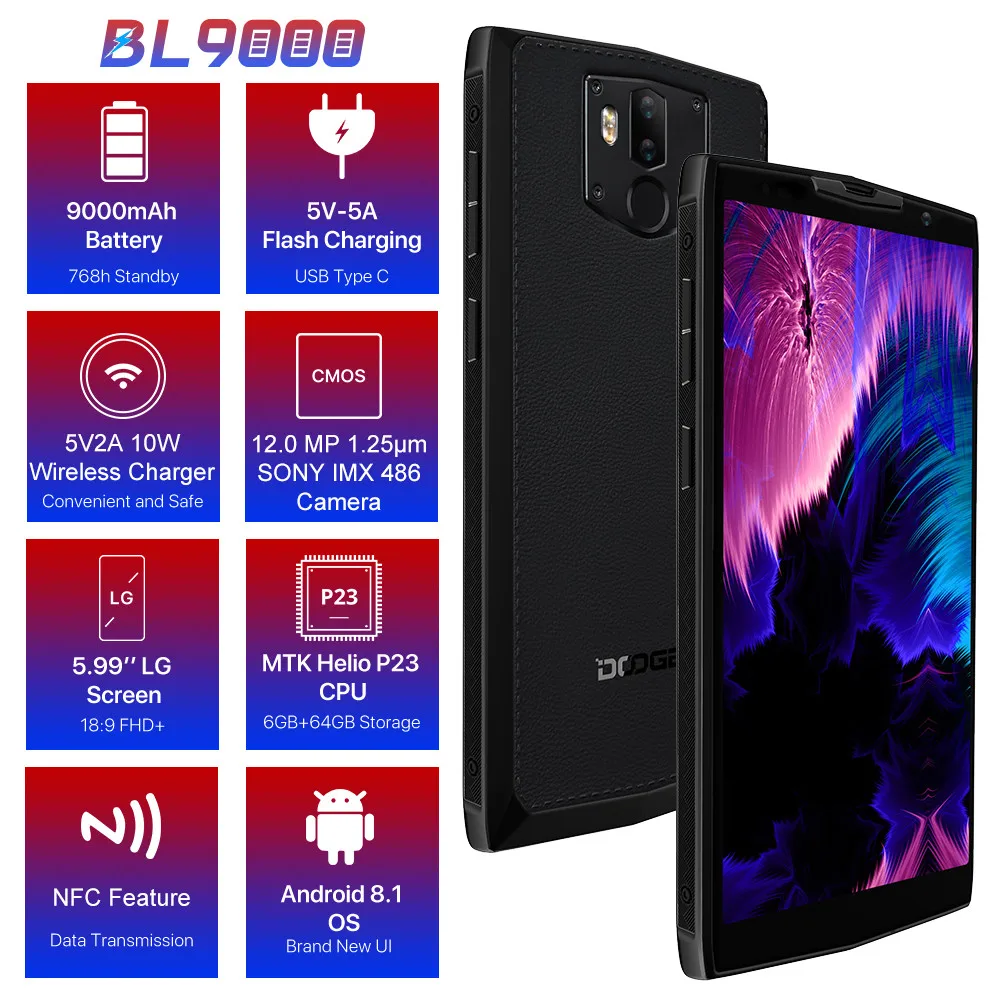 DOOGEE BL9000 смартфон с 5 99 дюймовым дисплеем восьмиядерным процессором Helio P23 ОЗУ 6 ГБ