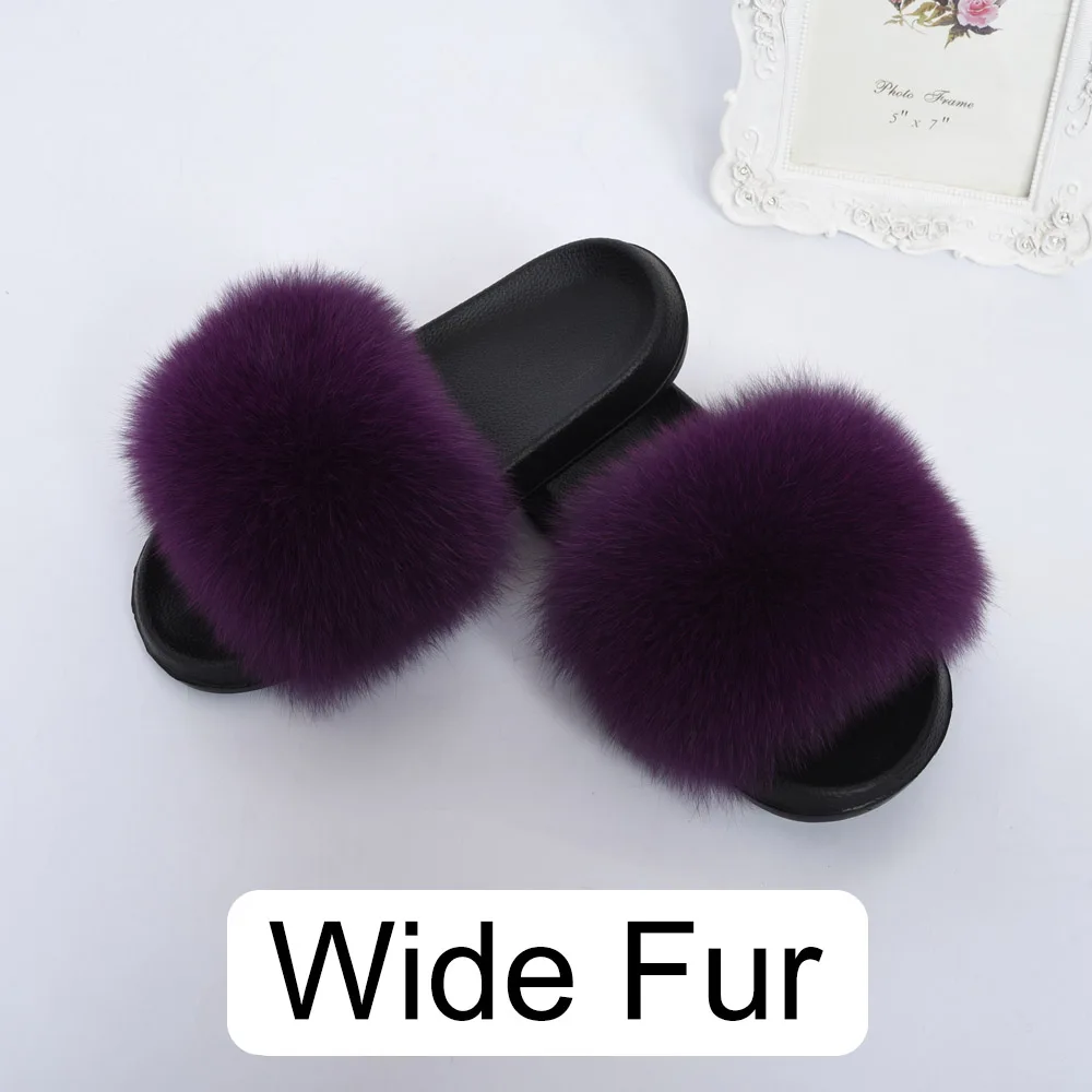 Purple Г.; женские модные летние шлепанцы с мехом; большие пушистые домашние тапочки из натурального меха; Новое поступление; S6044 - Цвет: Purple