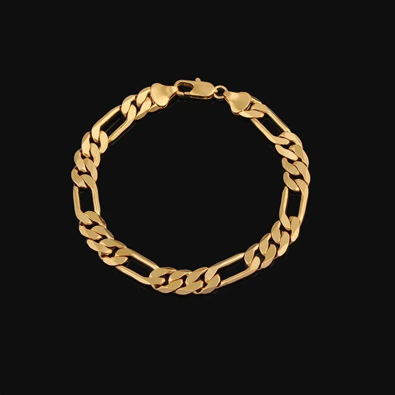 2018 горячая Распродажа желтое золото цвет Фигаро браслет цепочка для мужчин с