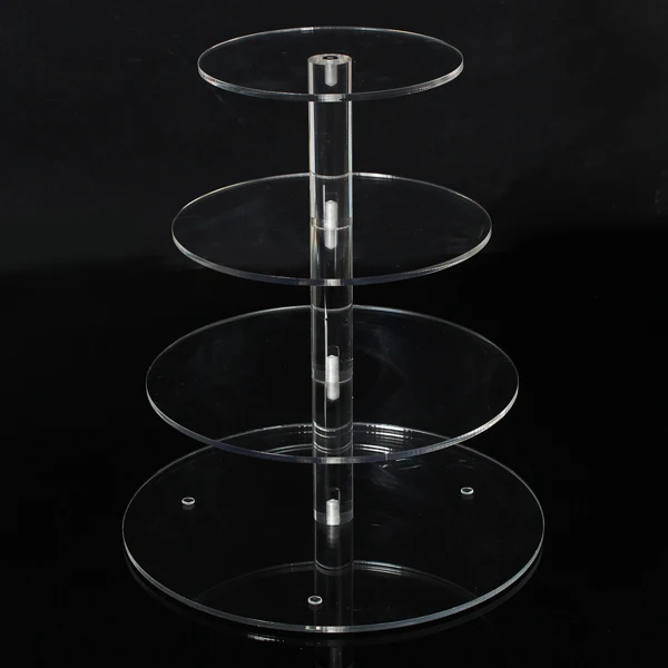Круглая акриловая 4-ярусная подставка для кексов торта дня рождения свадьбы