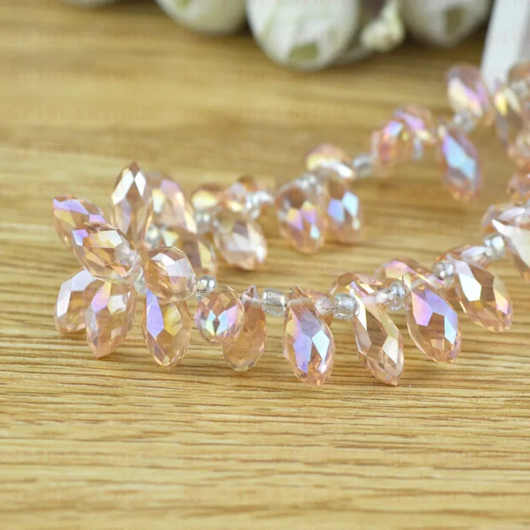 Розовые подвески с огранкой бриолет 100 шт. 6х12 мм|teardrop beads|beads diybriolette pendant |