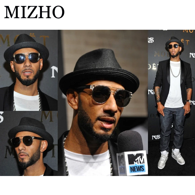 Солнцезащитные очки MIZHO с отражающими эффектами черные линзы унисекс женские