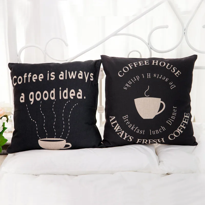 Высокое качество модный стиль хлопок лен подушка кофе дом принт домашний декор