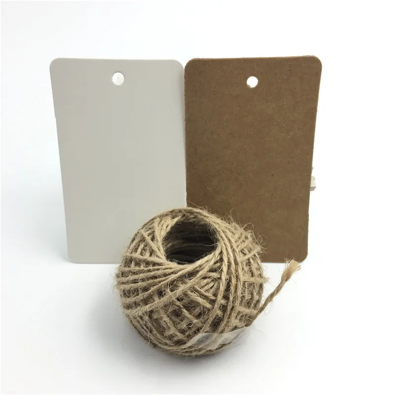 100 шт./лот Белые коричневые крафт бумажные бирки для банкнот багажные свадебные