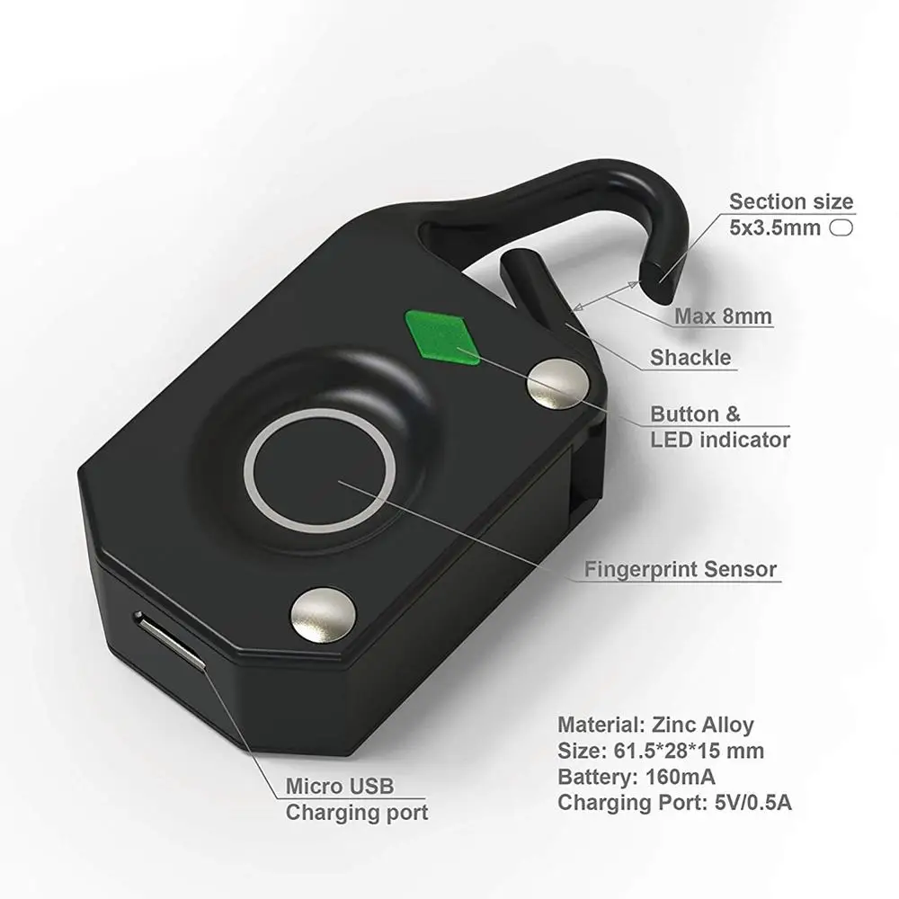 USB Перезаряжаемый водонепроницаемый чехол для путешествий замок с отпечатком