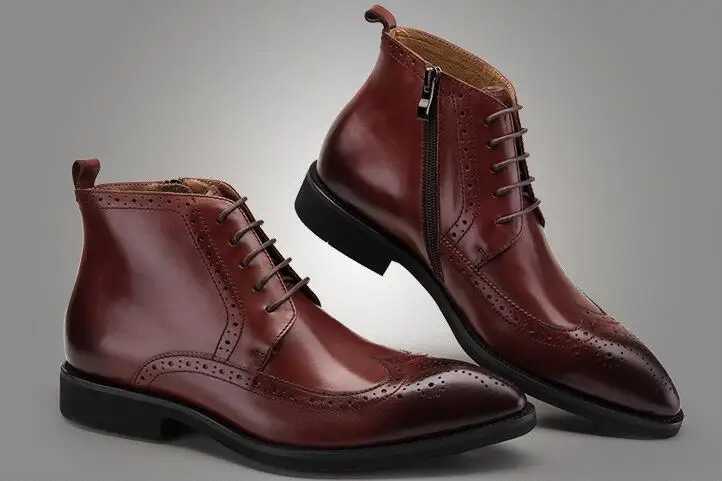 

Carved Mens England Style Gentleman Dress Ankle Boots Shoes 2018 Autumn Winter Lace up Short Motorcycle Boots Shoes Sapatos