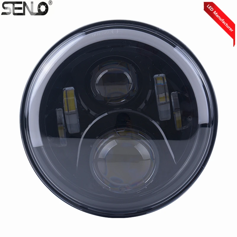 

7 Inch Rround LED Headlight Halo Projectors And Fog Light 60W White Halo Angel Eye Amber Turning Signal Lights For Jeep Wrangler