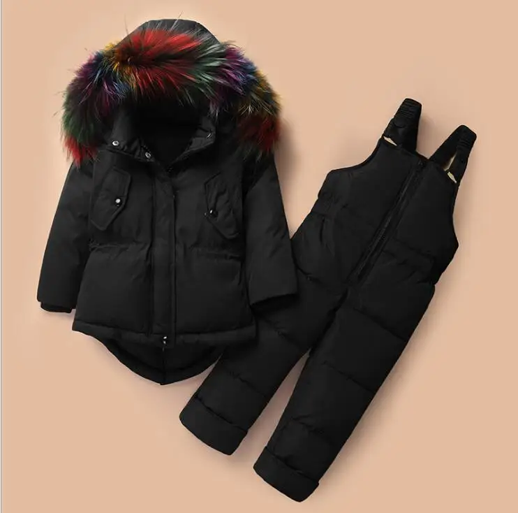 2018 Детский комплект зимней одежды для русской зимы теплый пуховик на утином пуху
