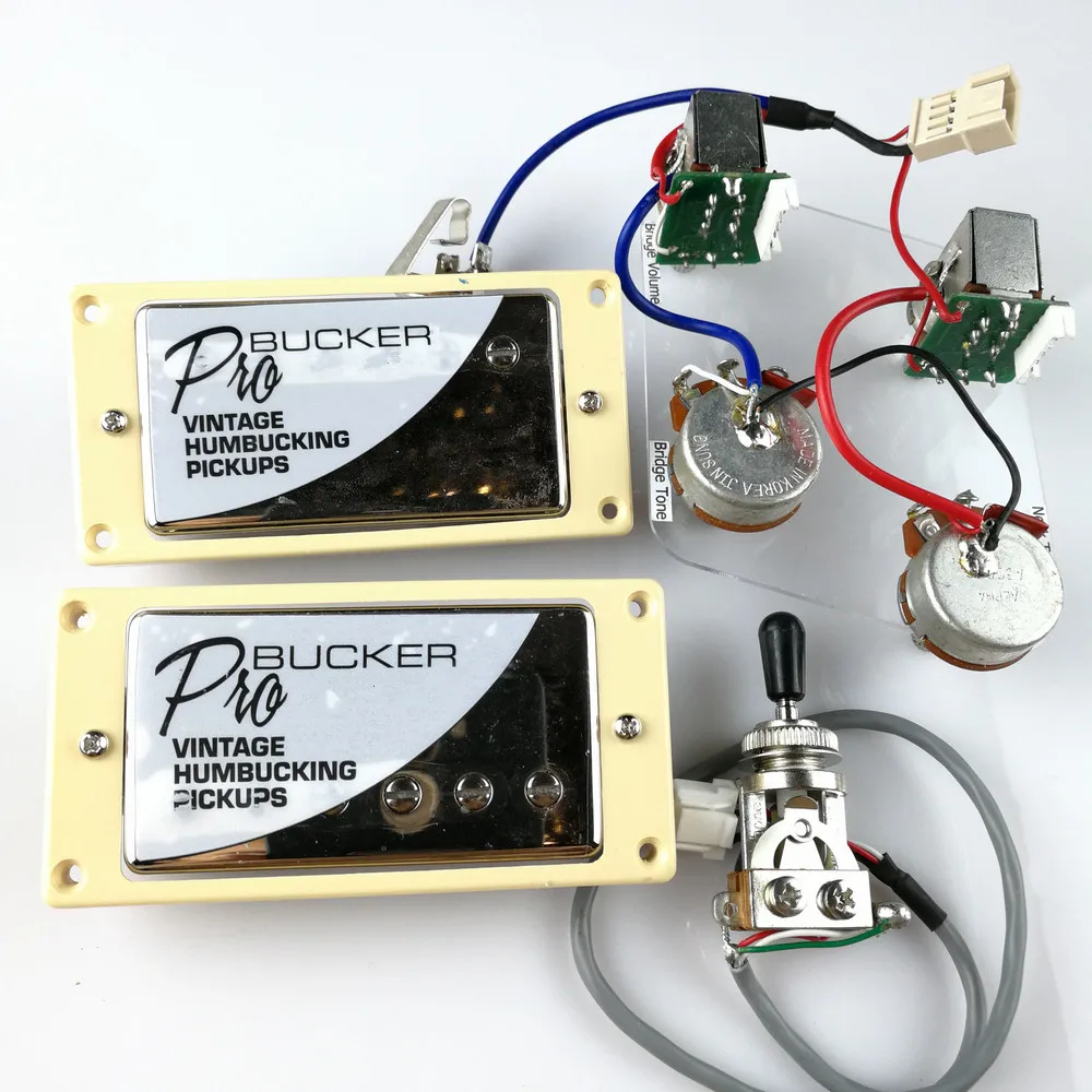 Pastillas Humbucker de guitarra eléctrica, accesorio de níquel LP estándar ProBucker N y B con arnés de cableado profesional para cubierta de plata EPI, 1 Juego