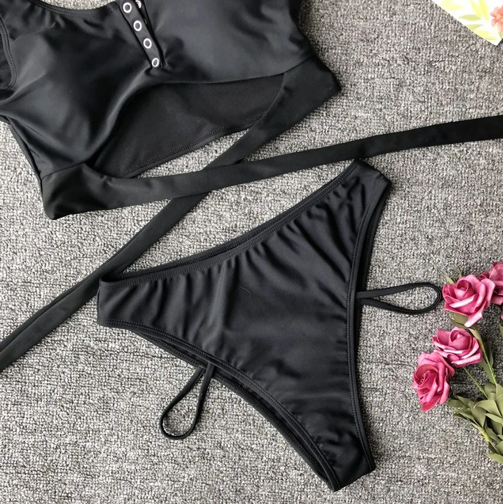 Новинка 2019 комплекты бикини с высокой талией купальник из двух предметов