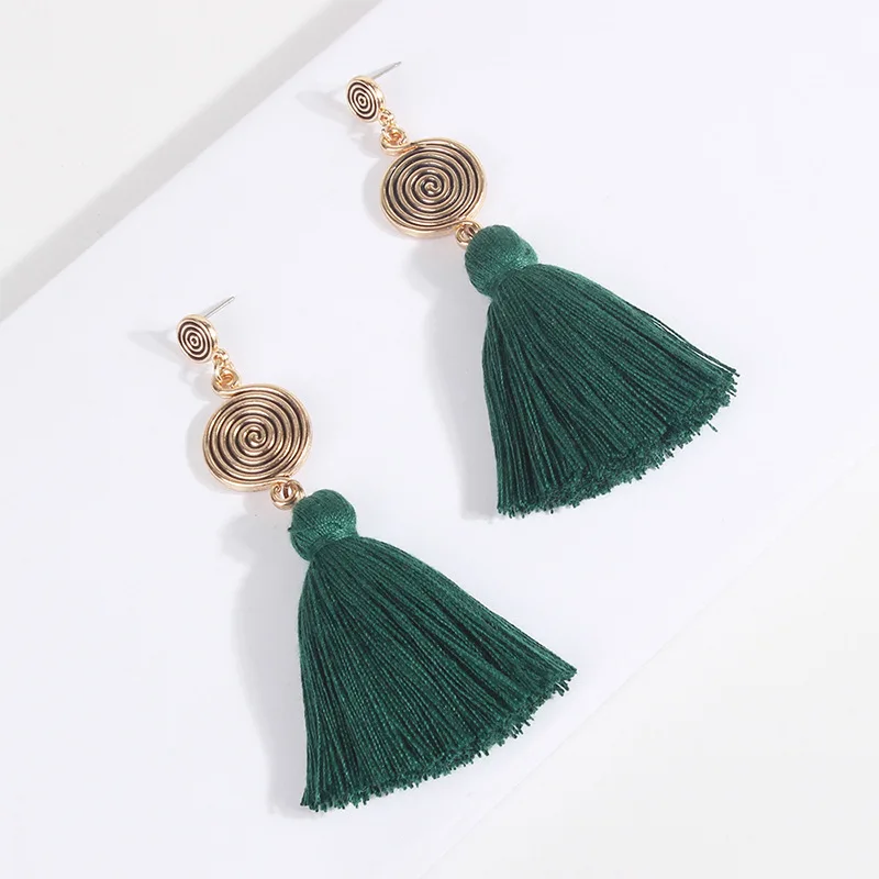 8Seasons Bohemian Style Women Round Drop Earrings Colorful Long Tassel Dangle Vintage Female Fashion Jewelry Gifts | Украшения и