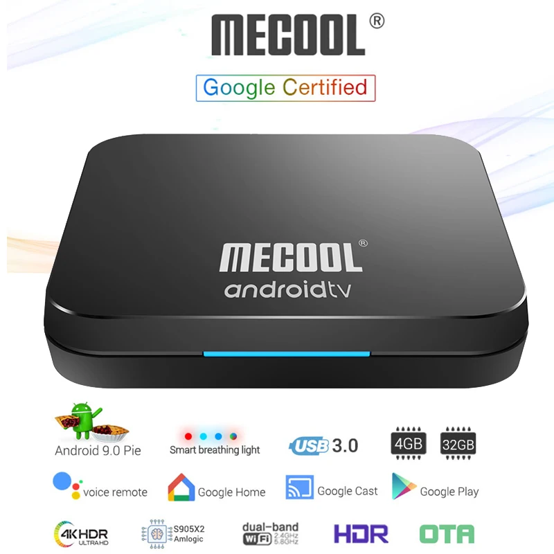 Mecool KM9 Pro A tv Google Сертифицированный Android 9,0 pie tv Box голосовой пульт Amlogic S905X2 4G LPDDR4 32G Bluetooth двойной Wifi tv box