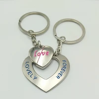 hot eternal love heart print set couple key chain cute silver valentines day men and women give each other key ring gift