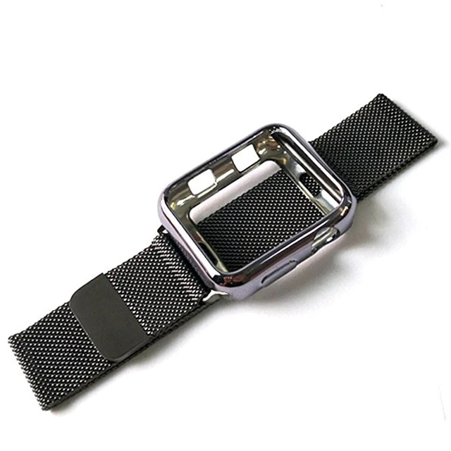 Миланская петля+ чехол для Apple Watch 5 40 мм 44 мм 38 мм 42 мм сетчатый Браслет из нержавеющей стали ремешок для часов iwatch серии 5/4/3 - Цвет ремешка: 4-space gray-case