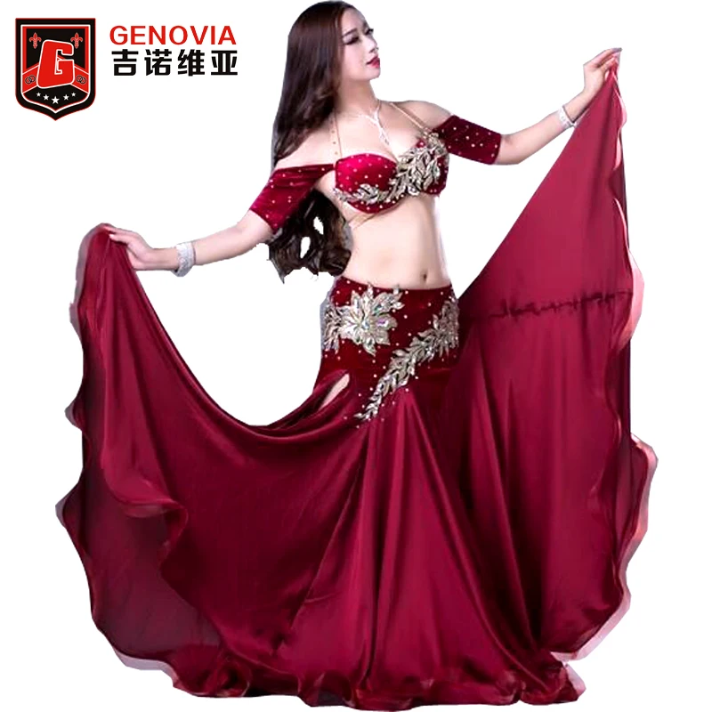 Женский профессиональный костюм для танца живота с длинной юбкой|belly dance