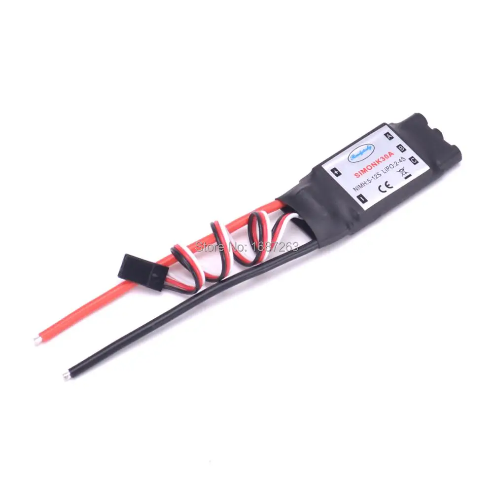 1 шт. 30A Simonk ESC электронный регулятор скорости 5 В/2 а BEC с 3 мм банановым разъемом для