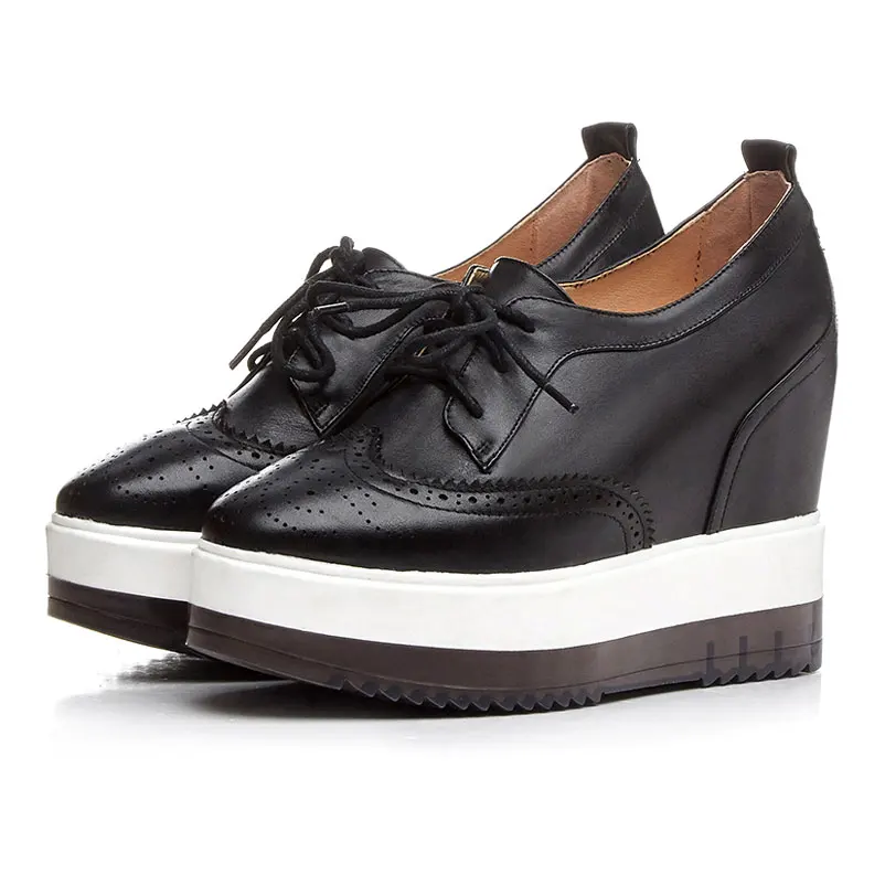 Туфли на платформе Девушку Натуральная Кожа Качества Лианы Высота Увеличение