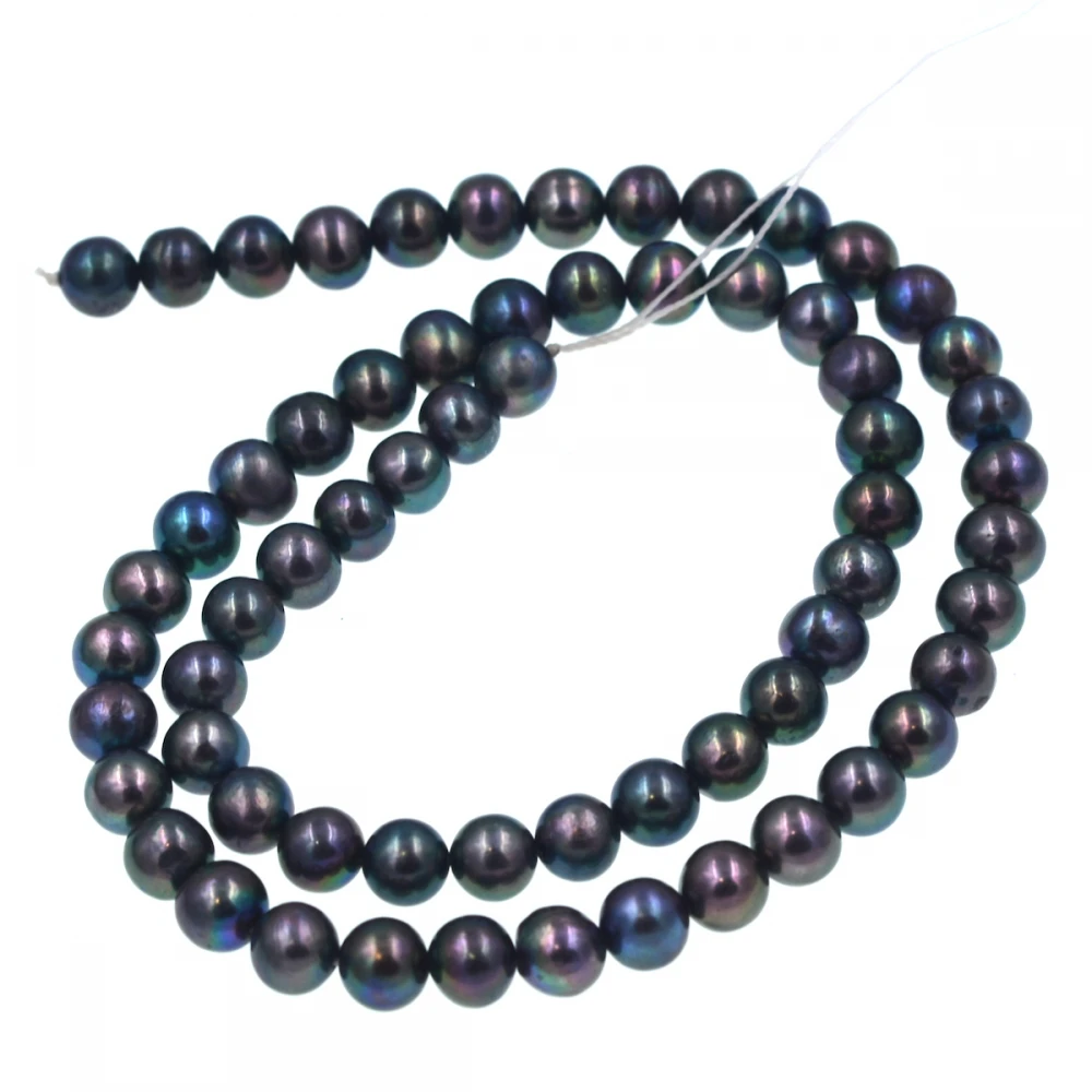 

Cultrued 5-6mm round Rainbow Black Freshwater pearl beads full strand