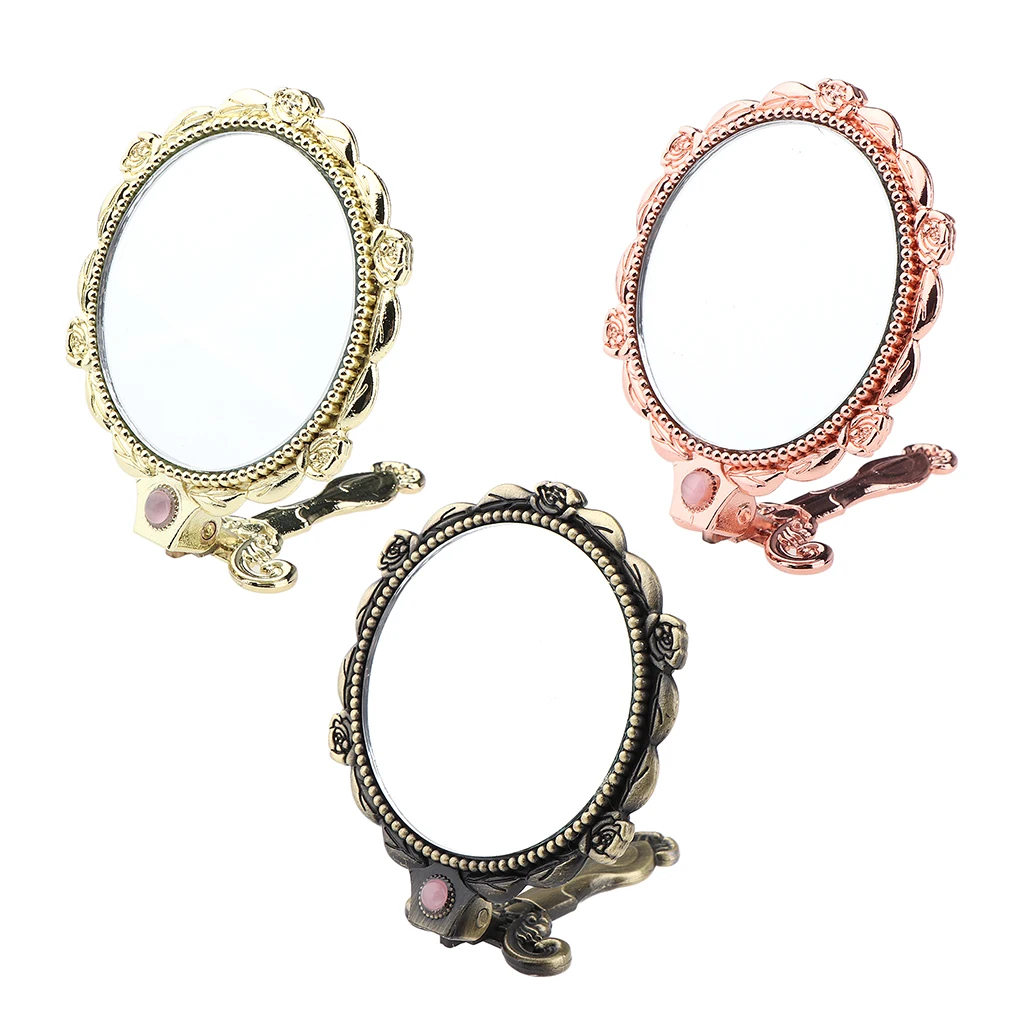 Складное античное портативное зеркало для макияжа женщин и девочек компактное