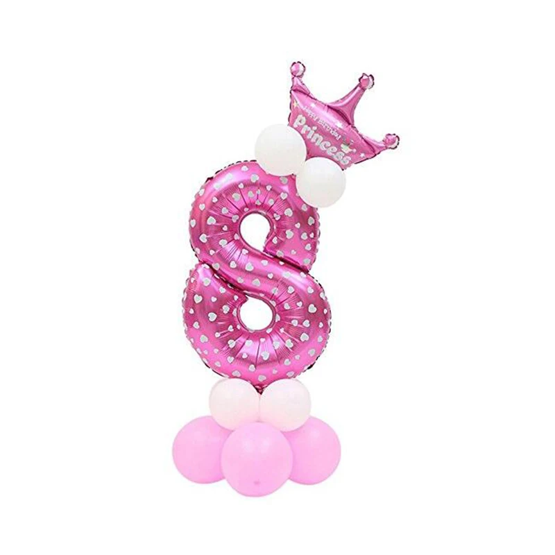 pink 2019 С днем рождения воздушные шары комплект розовый и голубой номер воздушные шары из фольги День Рождения украшения дети мальчик девочка вечерние шары номер - Цвет: pink 2019