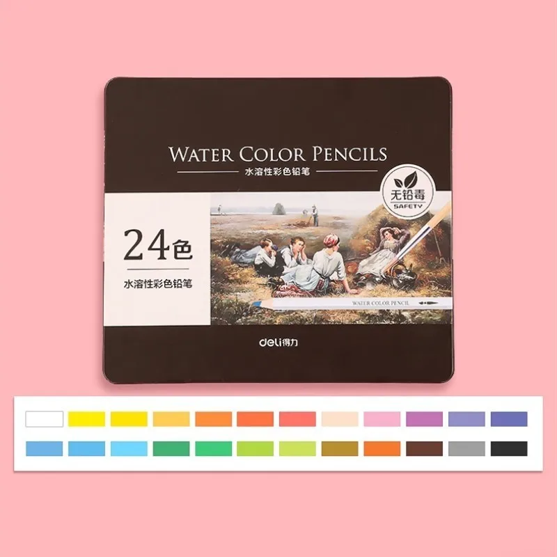 24 Colors Tin Box 12-72 цвета, профессиональный набор акварельных карандашей, художественные карандаши для рисования, карандаши для рисования, Подарочные школьные принадлежности 05401 - Цвет: 24 Colors Tin Box