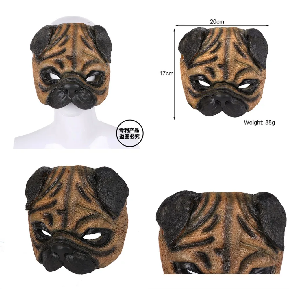 Маска для собаки в виде животного Маскарадная маска мопса латексные маски